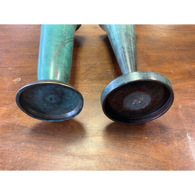 1930s 20th Century Art Deco Copper Verdigris Vase Set For Sale - Image 5 of 8