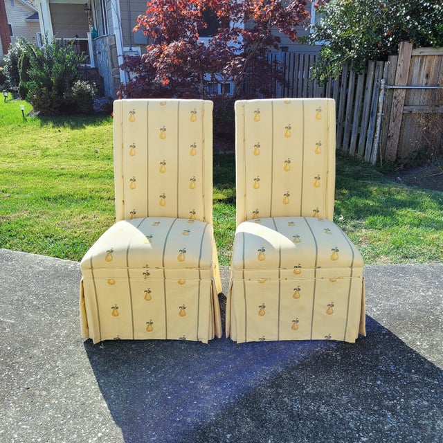 French Country Upholstered Parsons Dining Host Chairs With Pleated Box