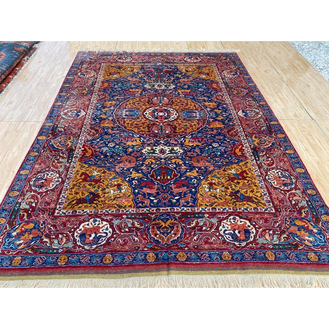 Persian Vintage Kashan Shikargah Hunting Rug For Sale - Image 3 of 16