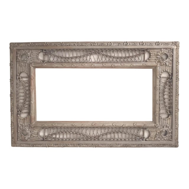 Early 20th Century American Gesso and Wood/Wicker Gold Leaf Ornate Picture Frame, Heywood Wakefield/Paul Frankl Style For Sale