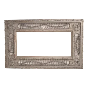 Early 20th Century American Gesso and Wood/Wicker Gold Leaf Ornate Picture Frame, Heywood Wakefield/Paul Frankl Style