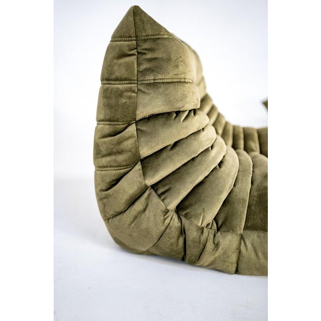 Togo Lounge Chair and Khaki Velvet by Michel Ducaroy for Ligne Roset, 1973, Set of 2 For Sale - Image 16 of 18