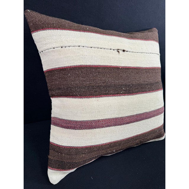Turkish Hemp Pillow Cushion Natural Beige Brown Pillow Cushion Cover 24"x24" For Sale - Image 4 of 4