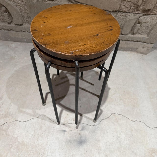 Luther Conover Pacifica Group Nesting Tables -Stools Iron Wood Mid-Century Mod For Sale - Image 11 of 11