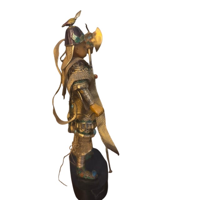 Gold 1970s Chinese Sumarai Warrior Figure Originally Distributed by SuHai For Sale - Image 8 of 10