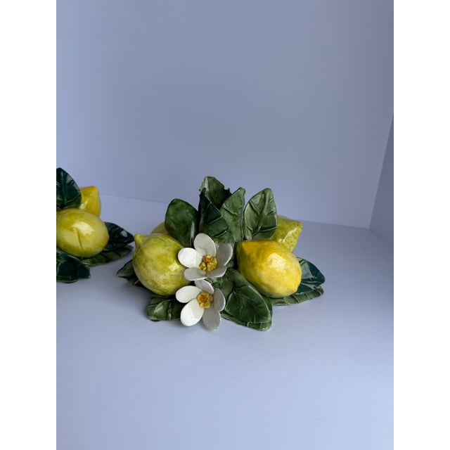 Vintage Ceramic Lemon & Blossom Candlesticks – Pair For Sale - Image 12 of 13