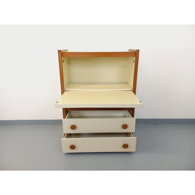 White Vintage Secretaire in Oak, 1970s For Sale - Image 8 of 18
