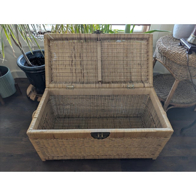 Mid 20th Century Jaco Wicker Trunk/Blanket Chest For Sale - Image 4 of 6