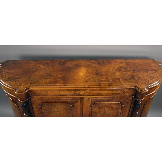 Victorian Burr Walnut Marquetry Credenza, 1860 For Sale - Image 6 of 10