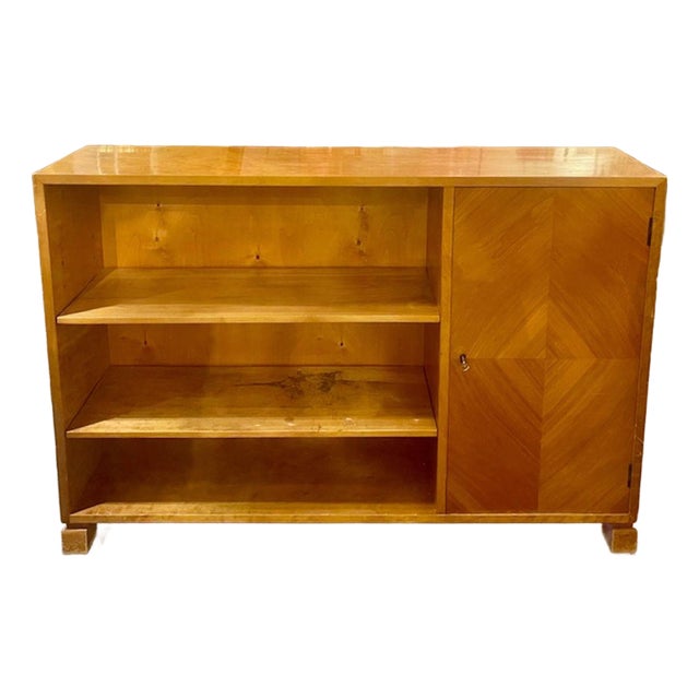 Danish MCM Narrow Bookshelf Cabinet For Sale
