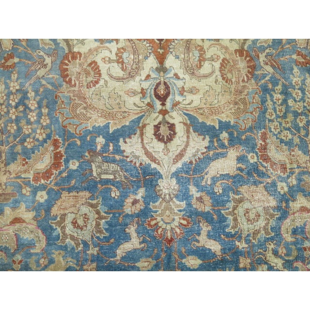 Blue Antique Zabihi Collection Animal Pictorial Persian Tabriz Rug - 9'2" x 12'7" For Sale - Image 8 of 10