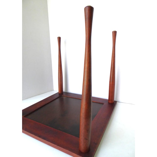 Attributed Georges Briard Mid Century Modern Small Wood Side Table W. Tile Top. C. 1969 For Sale - Image 10 of 16