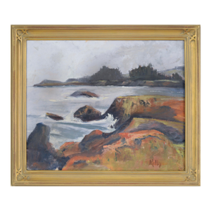 Foggy Coastal Seascape in Oil on Illustration Board