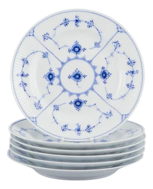 Blue Fluted Plain in Porcelain from Royal Copenhagen, 1938, Set of 6