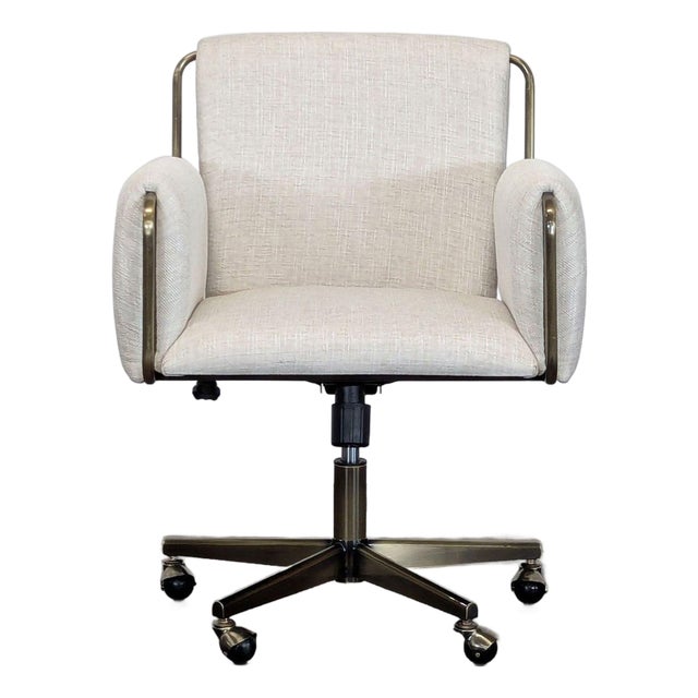 Crate and Barrel Modern Upholstered Office Chair With Metal Base For Sale