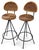 Mid Century Danny Ho Fung Style Wrought Iron Rattan Barstools, Counter Stools For Sale