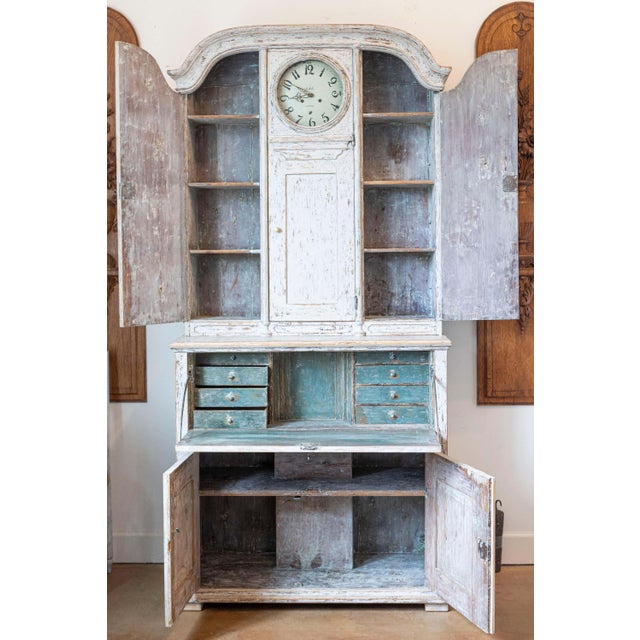 19th Century Swedish Clock Secretary Circa 1820 For Sale - Image 4 of 12