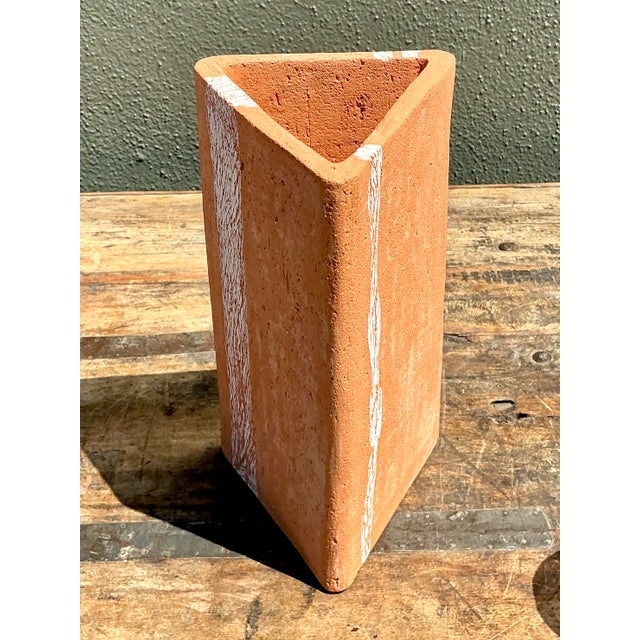 Tan Vintage Original Studio Pottery Drip Glaze Vase For Sale - Image 8 of 11