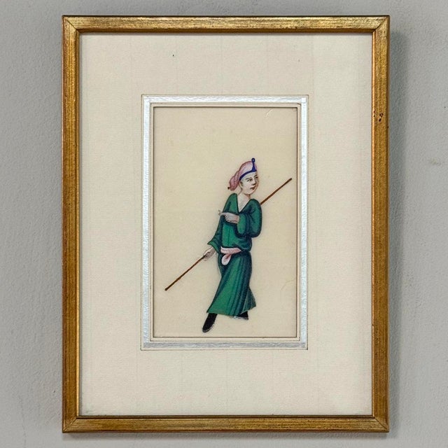 Japanese Set of Four Framed 18th Century Japanese Hand-Painted Figures For Sale - Image 3 of 16