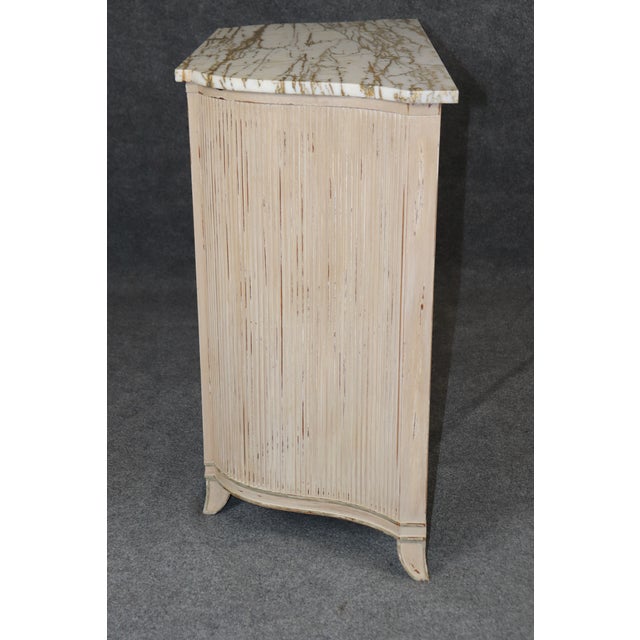 Antique White Painted Marble Top Venetian Style Single Door Commode Circa 1950 For Sale - Image 4 of 11