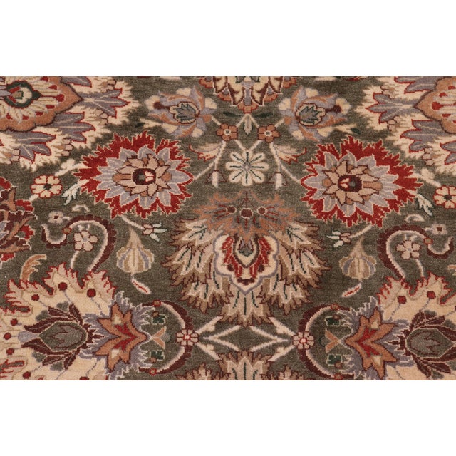 1990's Pak-Persian Green/Tan Wool Rug - 9'2'' X 11'8'' For Sale In New York - Image 6 of 9