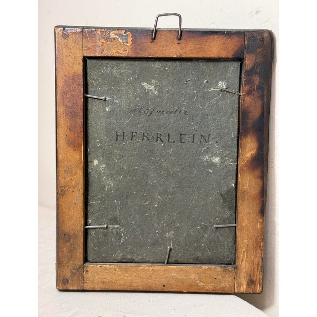 Antique 18th Century Johann Andreas Herrlein Mini Oil Painting Portrait on Board For Sale - Image 9 of 9