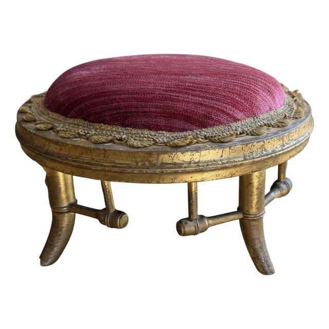Antique Regency Style Faux Bamboo Petite Footstool For Sale