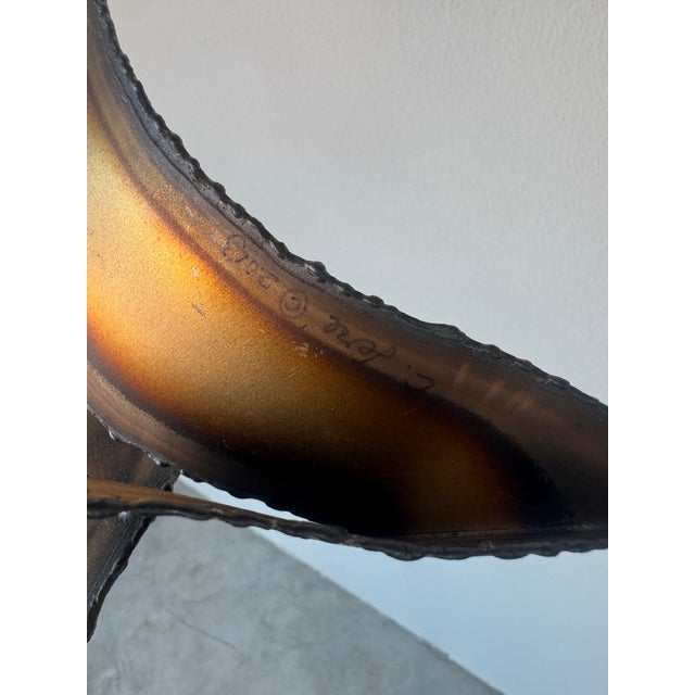 Modern Curtis Jere “Flying Birds” Brutalist Torch-Cut Metal Floor Sculpture on Pedestal/ Sold For Sale - Image 10 of 12