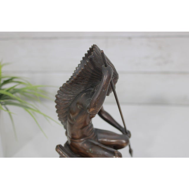 Antique Jennings Brothers Native American War Chief Bronze-Clad Sculpture J.b. 2245 For Sale In Portland, ME - Image 6 of 14