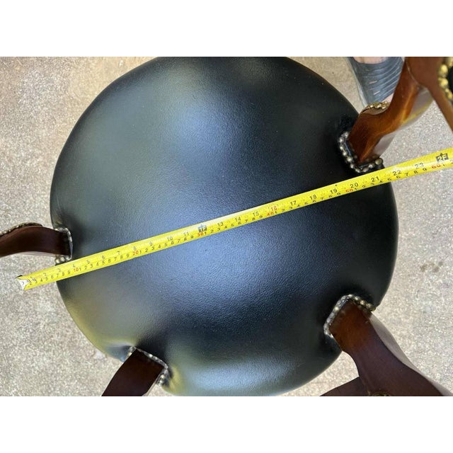 20th Century Vintage French Louis XV Style Brass Nail Studded Upholstered Vinyl Executive Office Chair For Sale - Image 13 of 15