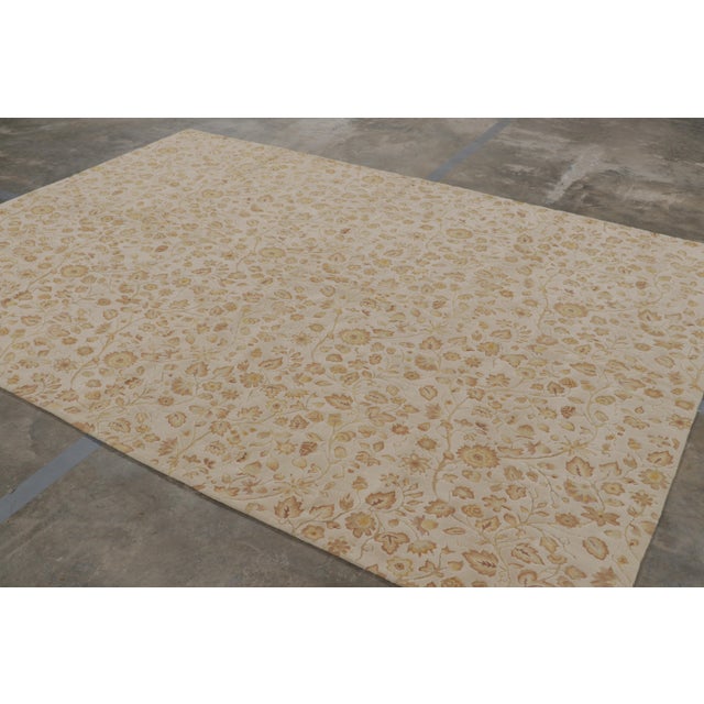 Traditional Rug & Kilim’s Tudor Style Rug in Cream With Beige-Brown Floral Patterns For Sale - Image 3 of 10