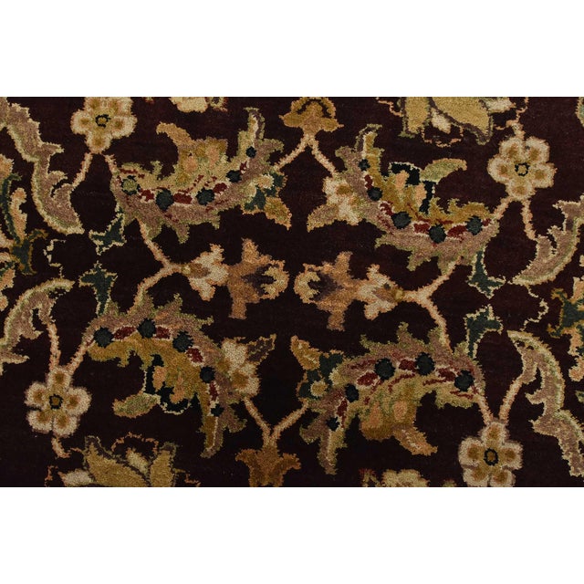 Brown Agra Rug 8’10” X 12’4” Brown Wool Traditional Hand-Knotted Oriental Carpet For Sale - Image 8 of 15