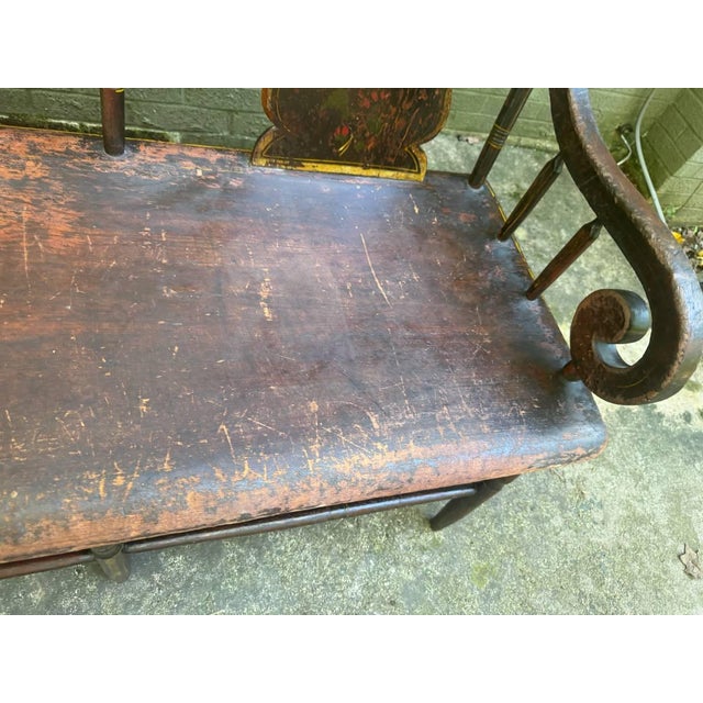 Antique 19th Century Early American Primitive Folk Art Style Hand Painted Bench For Sale In Washington DC - Image 6 of 15