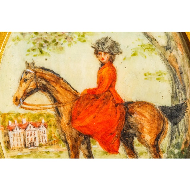 19th Century Exquisite Rare Pair Victorian Antique Portrait Miniature Paintings English Country Horse Equestrian Theme For Sale - Image 5 of 16