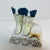 Charming antique French Pair of Boots match striker. White iridescent glaze with blue and gold accents.