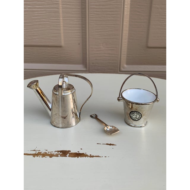 Late 20th Century Late 20th Century Silver Godinger Country Garden Pail and Watering Can Salt and Pepper Shakers For Sale - Image 5 of 7