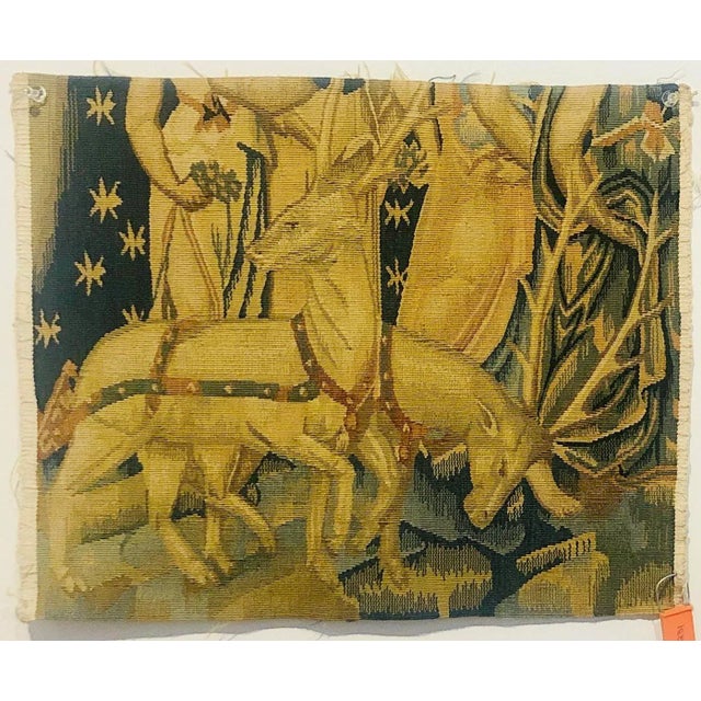 Blue Italian Hand Woven Wool Tapestry Fragment For Sale - Image 8 of 8