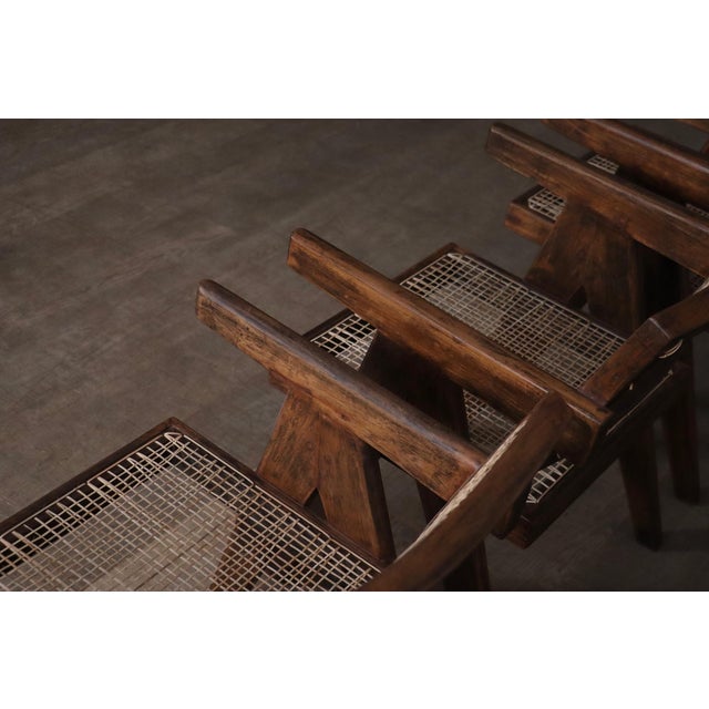 Mid-Century Modern Office Cane Chairs from Pierre Jeanneret, India, 1950s, Set of 8 For Sale - Image 3 of 18
