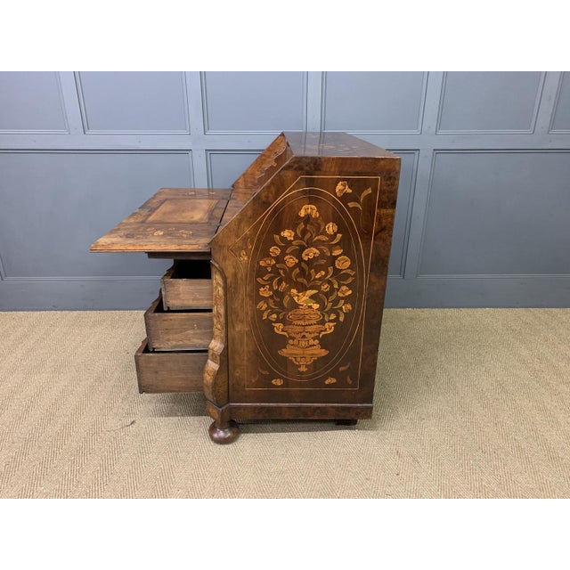 Antique Dutch Walnut Marquetry Desk, 1760 For Sale - Image 4 of 14