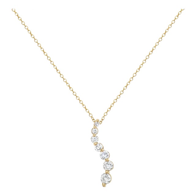3/4 CT. Diamond Journey Necklace 14k Yellow Gold 16" For Sale