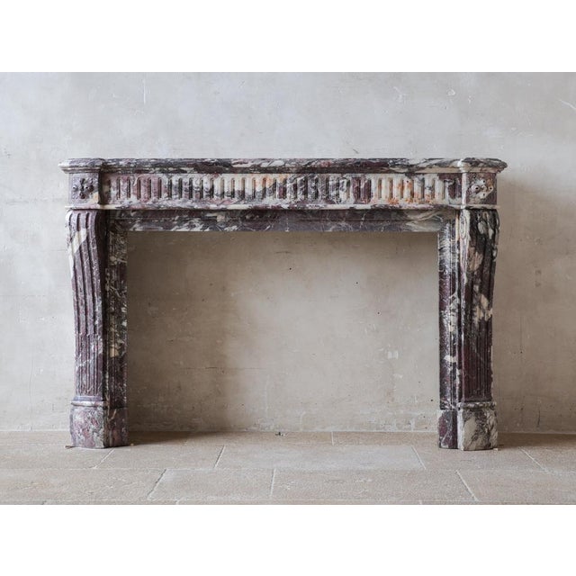 Large Louis XVI French Fireplace in Exceptional Fleur De Pêche Marble For Sale - Image 9 of 16