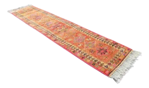 Hand-Knotted Kurdish Runner Rug . Tribal Herki Long Runner Rug - 2′11″ × 12′6″