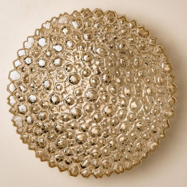 Brass & Amber Glass Wall Lights / Flush Mounts attributed to Motoko Isshi for Staff, 1970, Set of 2 For Sale - Image 13 of 18