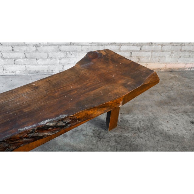 Mid-Century Modern Vintage Primitive Live Edge Bench Rustic For Sale - Image 3 of 18
