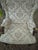 Cream Mid 20th Century Traditional Queen Anne-Style High-Back Upholstered Wingback Armchair For Sale - Image 8 of 17