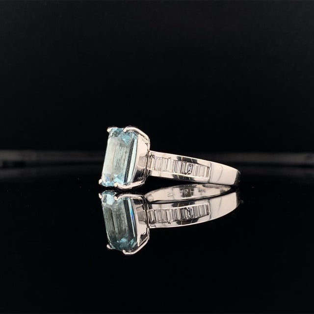 Diamond Aquamarine Ring 3.30TCW 14k Gold Women Certified For Sale In New York - Image 6 of 12