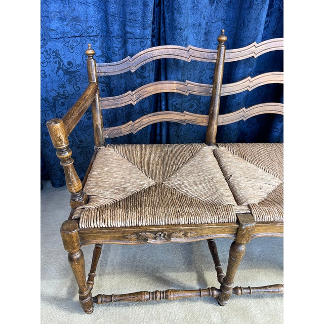 1960s Country French Settee With 3 Rush Panel Seats For Sale In Philadelphia - Image 6 of 16