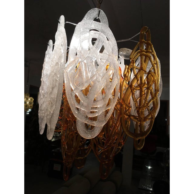 AVMazzega Italian Brown and White Murano Glass Pendant Lamp, 1960s For Sale - Image 4 of 6