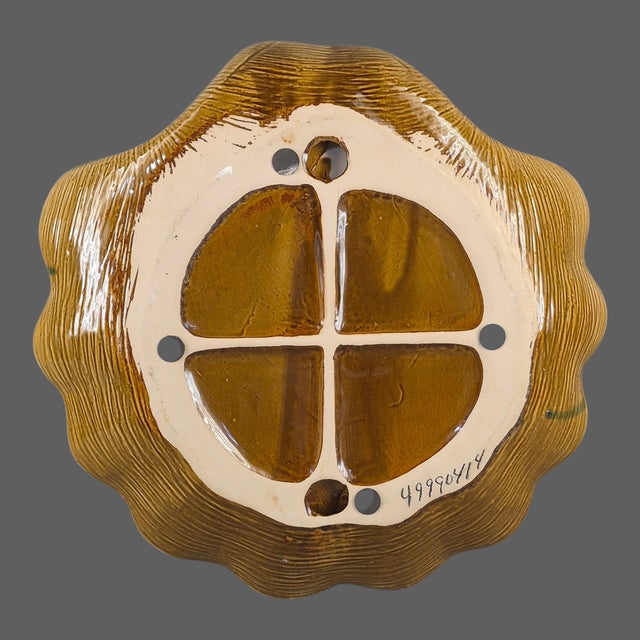Ceramic Late 20th Century Coastal Ceramic Majolica Seashell Shaped Fish Serving Platter For Sale - Image 7 of 9
