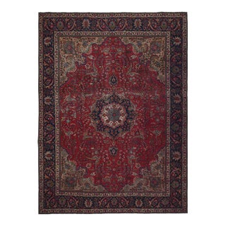1970s Vintage Persian Handmade Wool 10x13 Red Area Rug For Sale